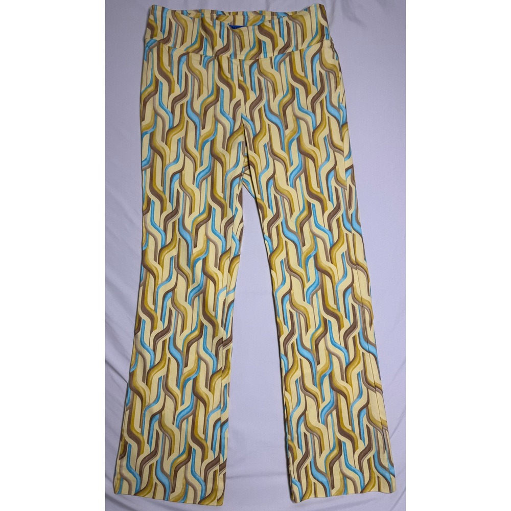 J.McLaughlin Ivy Crop Women Yellow Blue Geometric Print Straight Pants Size 0